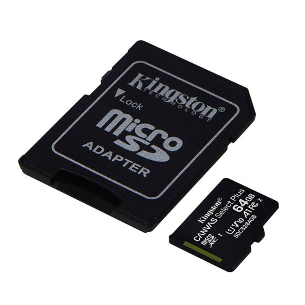 Microsd Kingston 64GB Con SD Clase 10 HC A1 100Mb/s