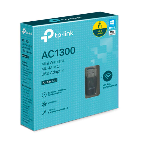 Tarjeta Red Tp-link Archer T3U Mini AC1300 Dual Band 867Mbps 5Ghz | 400Mbps 2.4Ghz