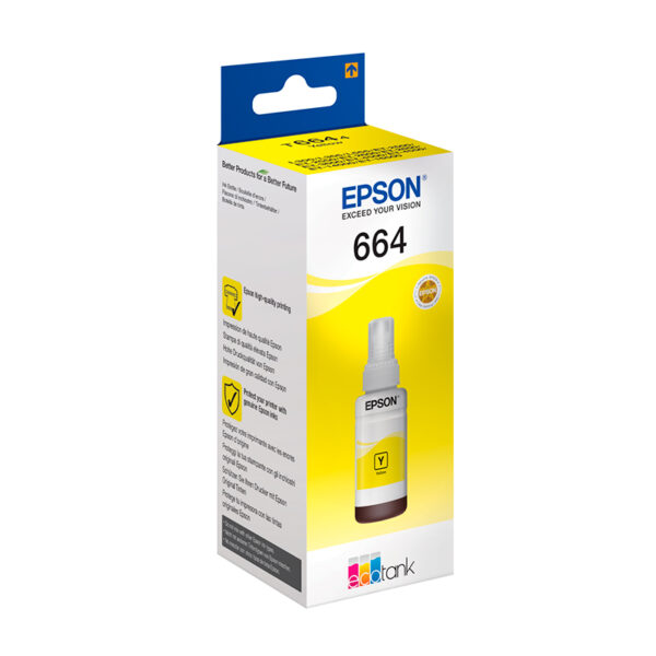 Botella De Tinta Epson T6644 Yellow 70ml L200 L210 L220 L350 L355 L365 L375 L395 L455 L555 L655 L656 L1300