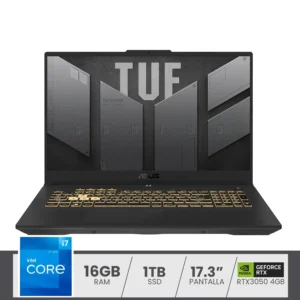 Asus TUF FX707ZC4-HX083 F17 Intel Core i7-12700H | 16GB Ram | 1TB SSD | RTX3050 4GB | Pantalla 17.3" FHD | FreeDos | Negra