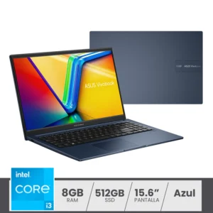 Asus X1504ZA-NJ1154 Intel Core i3-1215u | 8GB Ram | 512GB SSD | Pantalla 15.6" Full Hd | FreeDos | Azul | Mouse y Mochila