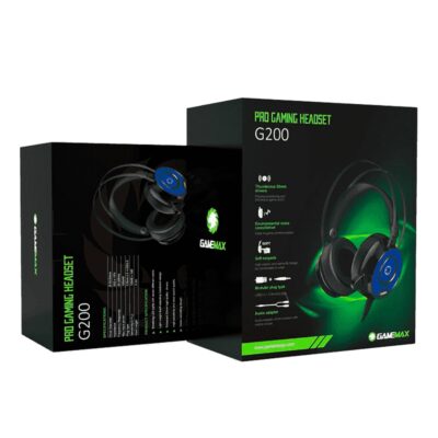 Headphone Gamemax Pro Gaming G200 Jack Usb 3.5m Led Rgb Microfono Cable 2m Negro