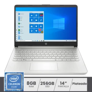 Hp 14-dq0520la Intel Celeron N4120 | 8GB Ram | 256GB SSD | Pantalla 14" HD | FreeDos | Plateado