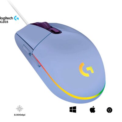 Mouse Logitech Gamer G203 / Lightsync Rgb Lighting/ 8000dpi / 6 Botones Programables / Lilac