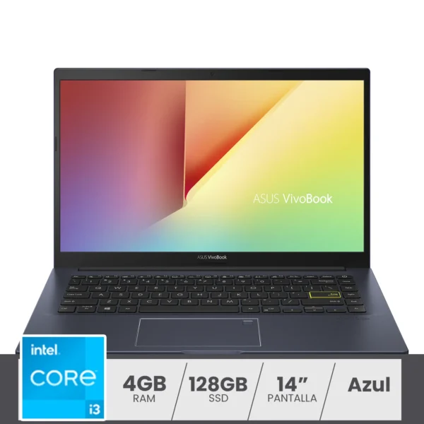 Asus Vivobook X413ea-ek1790t Intel Core i3-1115g4 | 4GB Ram | 128gb SSD | Pantalla 14″ Full HdD | Wifi5 | Windows 10H | Azul